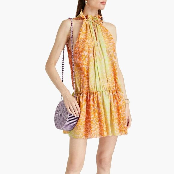 ⭕️ Stella McCartney Mini Dress Multi Color Orange Yellow Designer XS - Picture 9 of 13